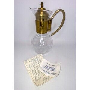 Vtg. Princess House Heritage Corning Brand Glass & Bronze Tea/Coffee Carafe